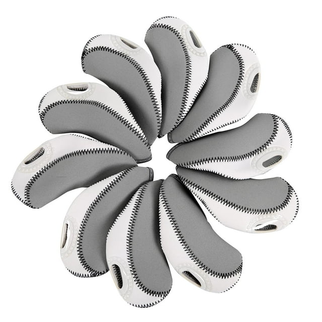10x Golf Irons Head Cover Set kusrkot Funda para cabeza de golf a prueba de arañazos gris blanco