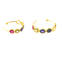 Multi Gemstone Hoop Earrings - 925 Sterling Silver Bezel Earrings - Handmade Gemstone Earrings - Hoop Earrings For Women - Gift For Mom