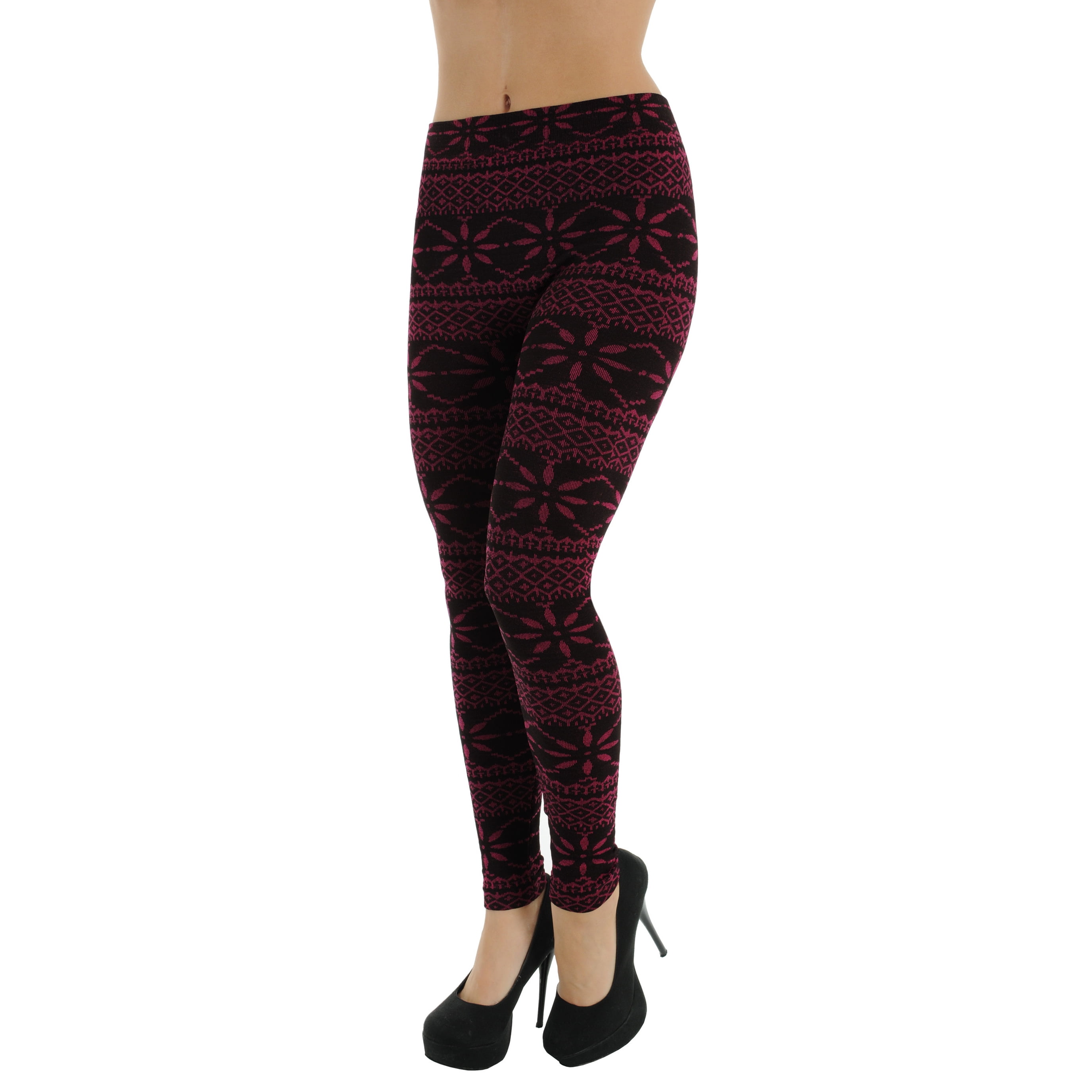 Womens Burgundy Black Tights Footless 