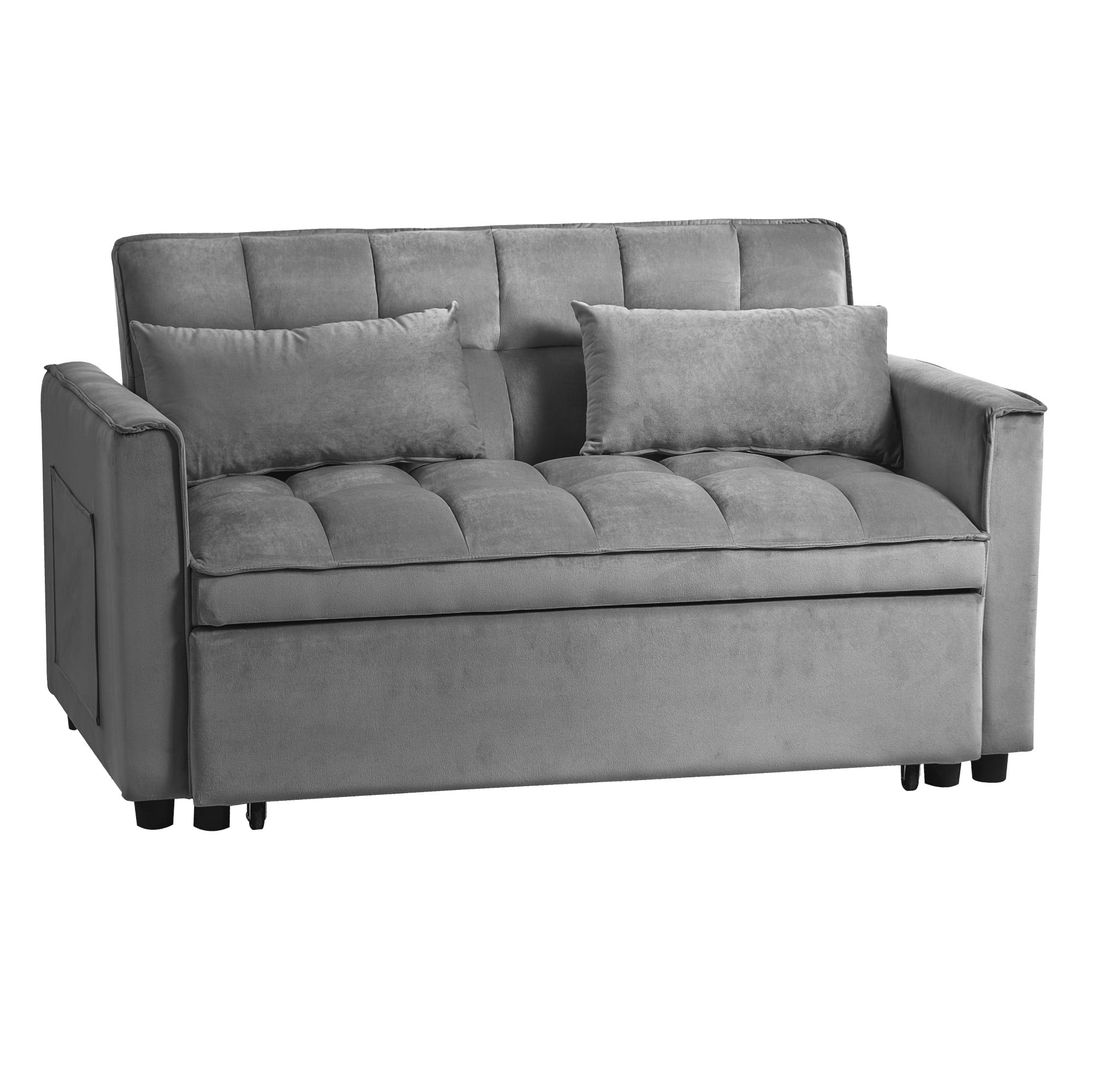Gewnee 52.75 inch Convertible Sleeper Sofa Bed,Pull Out Loveseat Couch with Storage Pocket for Living Room,Apartment,Dark Grey