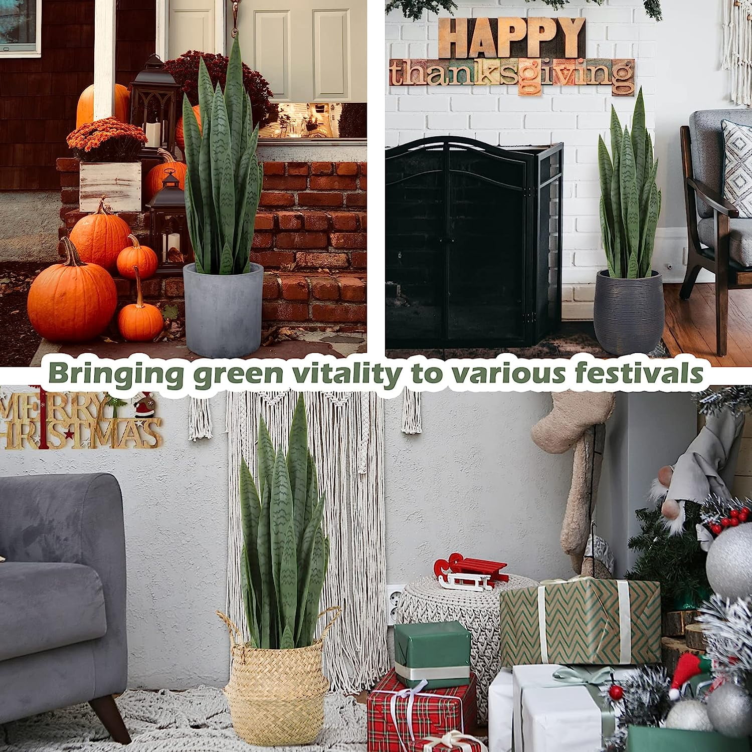 Garden 3ft Artificial Snake Plant Fake Sansevieria Indoor Outdoor, 28 Thick Leaves Lifelike Faux Silk Plant, Home Decor Mother in Law Tongue Plant 35in, with Black pot & Dry Moss Included, Green