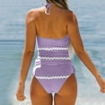 thumbnail image 4 of Wyzesi Womens Bikinis Medium Coverage Women Swimwear Tankini 2 Piece Normal Swimsuit Backless 2 Piece Printing Adjustable Print Multi Color Padded Strap Bathing Suits Vacation Beach Wear Purple L, 4 of 5