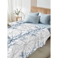 thumbnail image 4 of Queen Size Flat Sheet Only, Navy Blue Grey Branch Soft Brushed Microfiber Bed Sheets, Spring Summer Pastoral Botanical Hotel Quality Breathable Bedding Top Sheet, Easy Care, 90"x102", 4 of 9