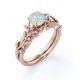 thumbnail image 4 of JeenMata Anillo Nupcial con Diseño de Hoja de Rama de Moissanita y Ópalo de Fuego Redondo de 0,65 Quilates Engastado en Solitario con Garras en Baño de Oro Rosa de 18 K sobre Plata, 4 of 6