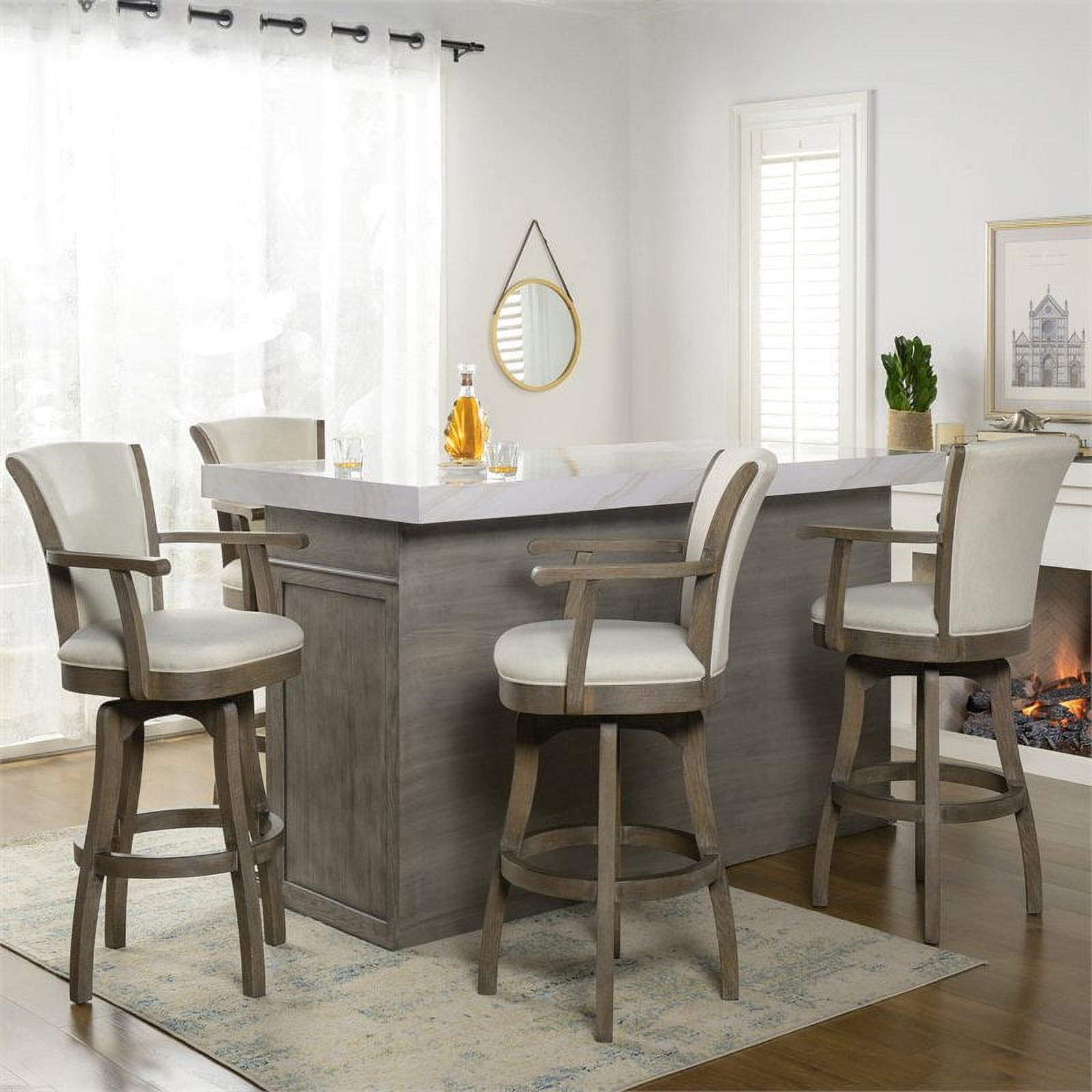 Jennifer Taylor Home Williams 31" Swivel Bar Stool with Armrests White Linen