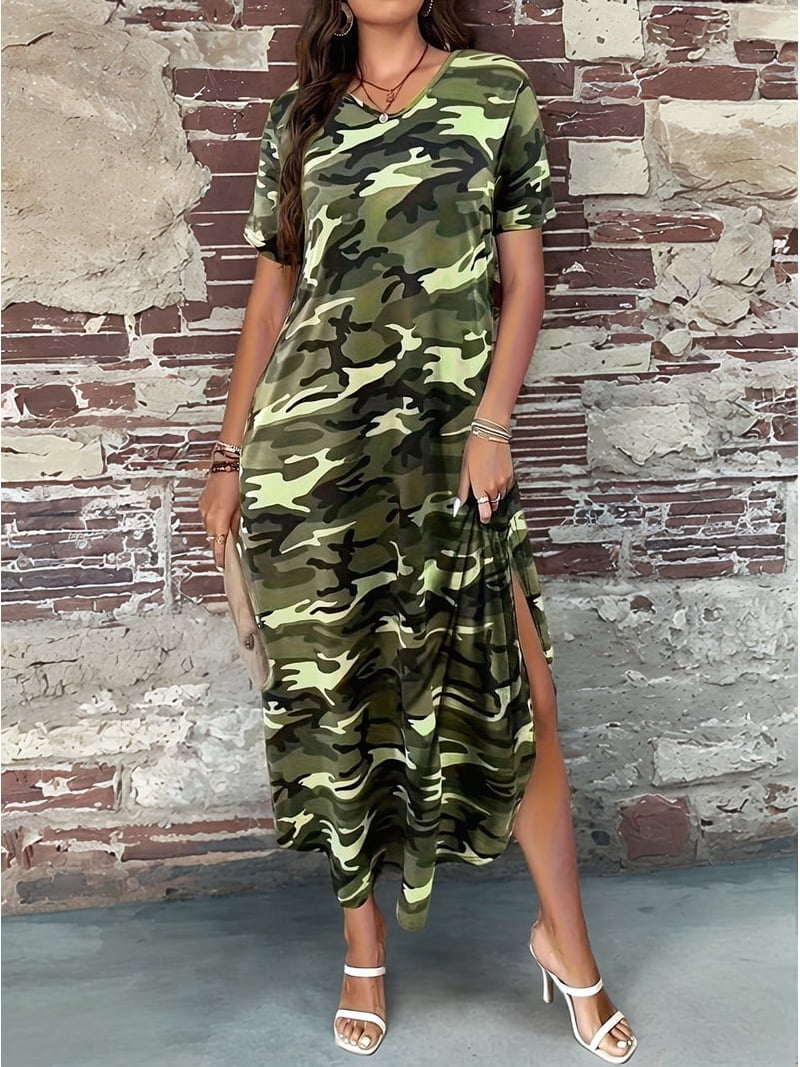 camouflage tee shirt dress CAMO WASHED T-SHIRT DRESS