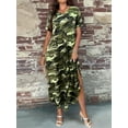 thumbnail image 4 of Women'S Casual Summer T Shirt Dress Loose Short Sleeve Camo Tunic Dress with Pocket for Women Green XL, 4 of 6