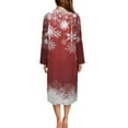 thumbnail image 3 of FOR U DESIGNS Snowflake Red Print Womens Nightgown Comfortable Long Sleeve Night Shirts Lightweight Woven House Sleep Dress Duster Lounger Robes Christmas Decor with Pockets, M, 3 of 8
