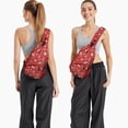 thumbnail image 6 of Sling Backpack,Red Christmas Reindeer and Snowflake Pattern Sling Bag with Water Bottle Holder,Waterproof Sling Bag for Men/Women with Headphone Jack for Hiking,Travel, 6 of 6