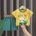 thumbnail image 2 of Sgkm Toddler Baby Girls Trendy Clothes for 2t 3t Girls Cute Summer Short Sleeve T-Shirt Tops Shorts Clothes Sets Baby Outfits Yellow 3-4 Years, 2 of 4