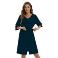 thumbnail image 3 of Womens Zipper Front Robe Nightgowns, Loose Spa Bathrobe V-neck Soft Loungewear Robes Sleepwear with Pockets Belt, 3 of 7