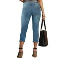 thumbnail image 5 of FUNUONY Capri Jeans for Women High Waisted Slim Straight Denim Capris Pants with Pockets Casual Cropped Jeans Damen Jeans Leggings 7/8 High Waist Caprihose Skinny Mom Jeggings Light Blue L, 5 of 6