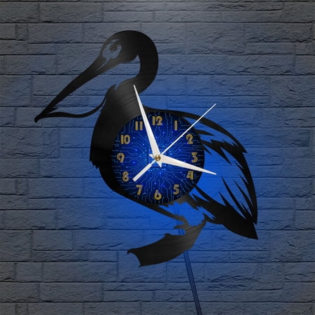 Cormorant 12 Inch Vinyl Record Wall Clock - Silent, Creative, and Unique Clock for Living Room, Entryway, or Bedroom Decor - Perfect Gift Idea(12 inchs B with LED)