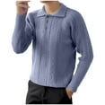 thumbnail image 2 of Timoontee Men's Lapel Sweater Solid Pullover Tops Slim Fit Long Sleeve Knit Sweater Jacquard Textured Sweaters Fall Winter Casual Comfy Warm Sweaters Gray M, 2 of 9