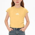 thumbnail image 4 of BFHHYA Girls Cotton Print Shirts Short Sleeve Crewneck Ruched Cropped Tops Tween Fashion Casual Summer T-Shirts Size 1-12 Years, 4 of 8