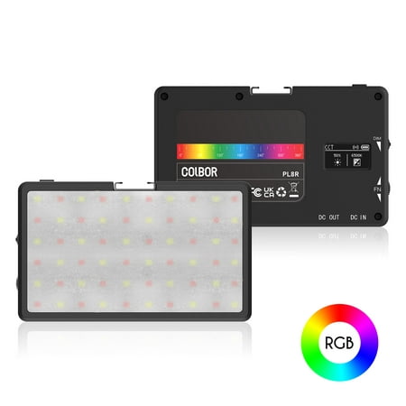 

COLBOR PL8R Pocket RGB Video Light 2700K-6500K Photography LED Fill Light Panel Dimmable 37 Scene Effects Built-in Battery with Cold Shoe Mount Magetic Backside APP Control