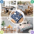 thumbnail image 4 of Blue Pioneer Flower and Paisley Pattern Square Tablecloth,Waterproof Square Table Cover,Wipeable Spillproof Washable Table Cover for Home Kitchen Party Decor 60"x60"(152x152cm), 4 of 6