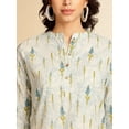 thumbnail image 2 of Off-White Botanical Printed Pure Cotton Short Kurti with Mandarin Collar, 2 of 8