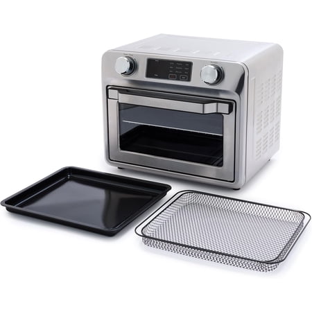 9-in-1 Air Fry Oven, Nonstick Baking Pan, Stainless Steel Rack, and Basket, Fast Heating, Multifunction Presets, Cool-Touch Handle, PFAS-Free, Easy Cleanup Crumb Tray