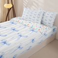 thumbnail image 3 of Homewish Girls Bowknot Zipper Full Size Comforter Sets with Fitted Sheet and 2 Pillowcases,Blue Polka Dots Bow Zipper Bedding Set,Colorful Stars Reversible,4 Pieces, 3 of 7