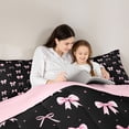thumbnail image 4 of Erosebridal Black Pink Bow Full Size Comforter Sets, Girly Princess Cartoon Bedding Sets, 3pcs, 4 of 6