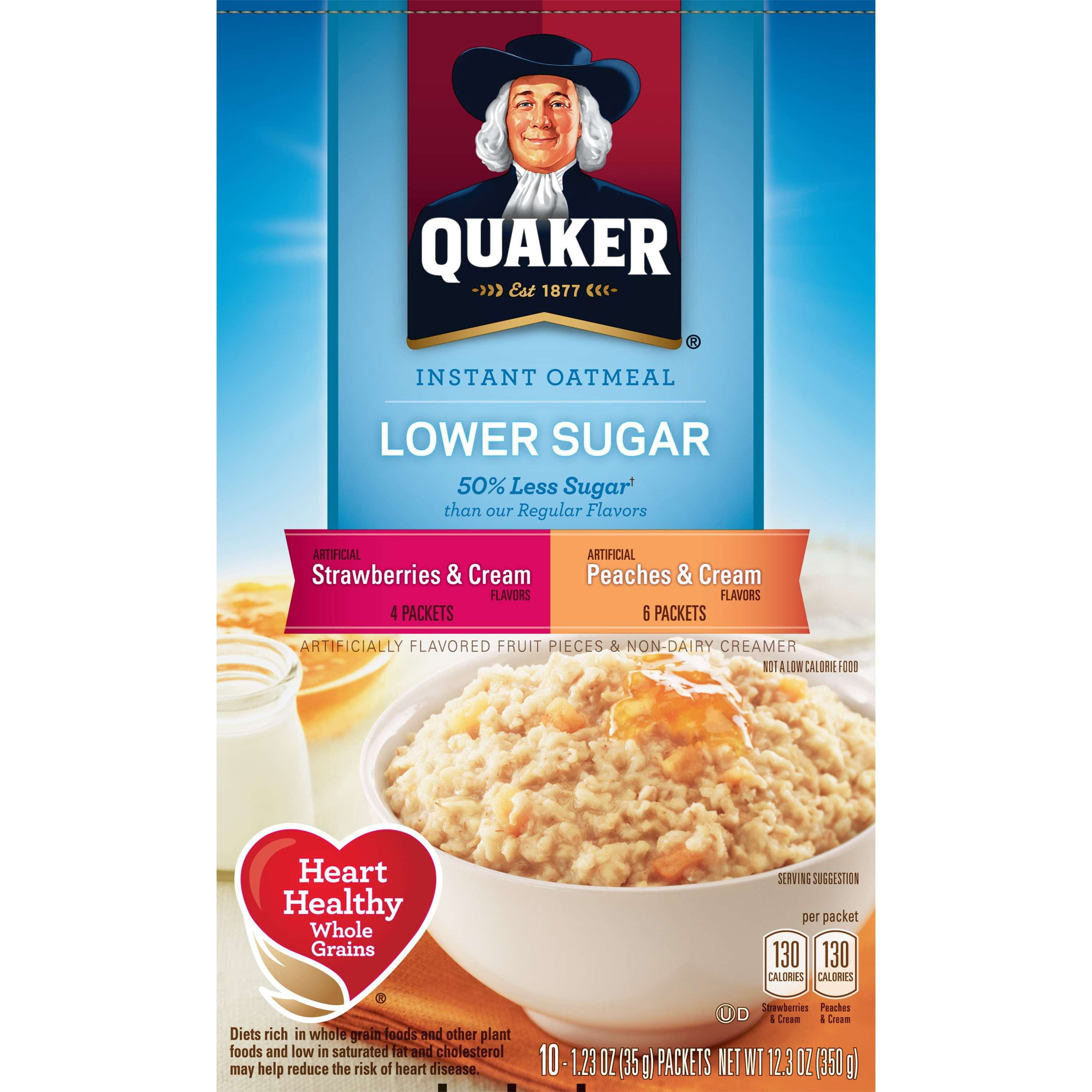 Quaker Instant Oatmeal, Lower Sugar Variety Pack, 10 Packets - Walmart.com