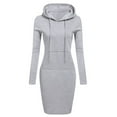 thumbnail image 3 of Skymirror Solid Color Women Long Sleeve Pocket Bodycon Hooded Sweatshirt Hoodies Dress, 3 of 7