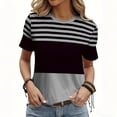 thumbnail image 5 of LNWUY Women's Fashion Striped Colorblock T-Shirt Casual Short Sleeve Crewneck Tee Graphic Tops for Daily Wear Gray XL, 5 of 6