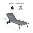 thumbnail image 2 of Gymax Ensemble de 2 Chaises Longues d'Extérieur Inclinables de Patio Réglables avec Roues Gris, 2 of 10