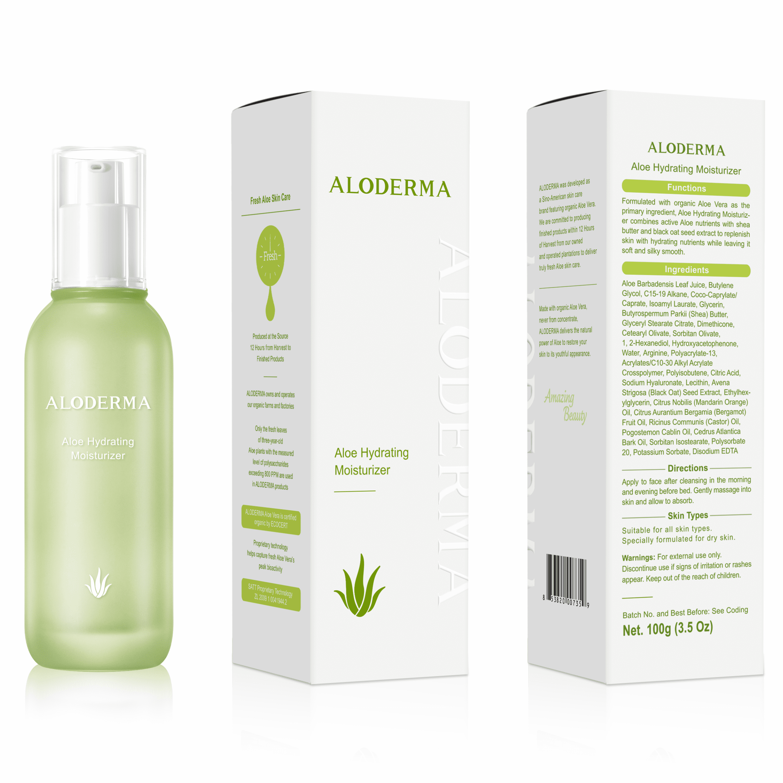 Aloderma Aloe Hydrating Face Moisturizer with 77 Organic Aloe Vera
