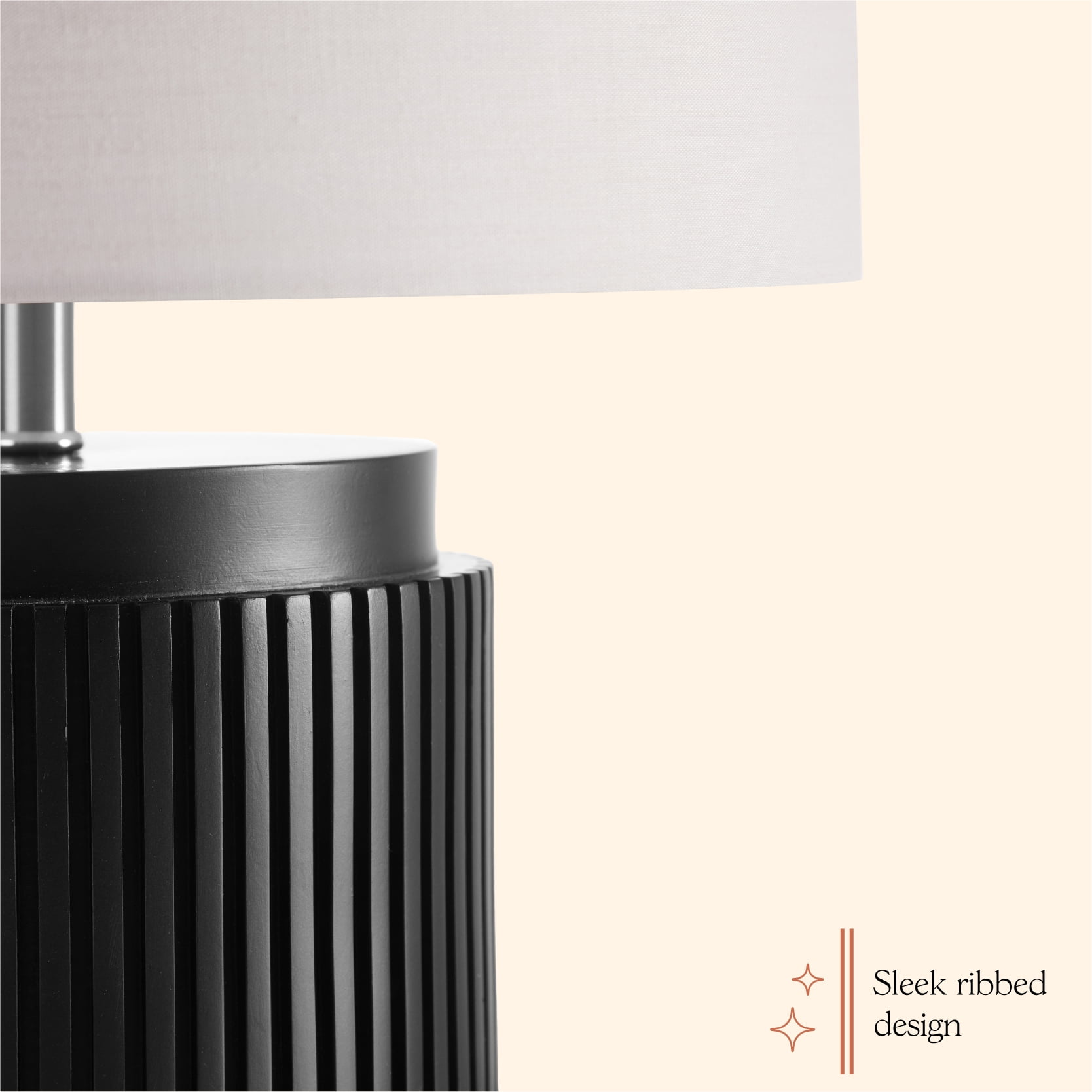 Beautiful by Drew Barrymore 14" Black Faux Ribbed Wood Table Lamps