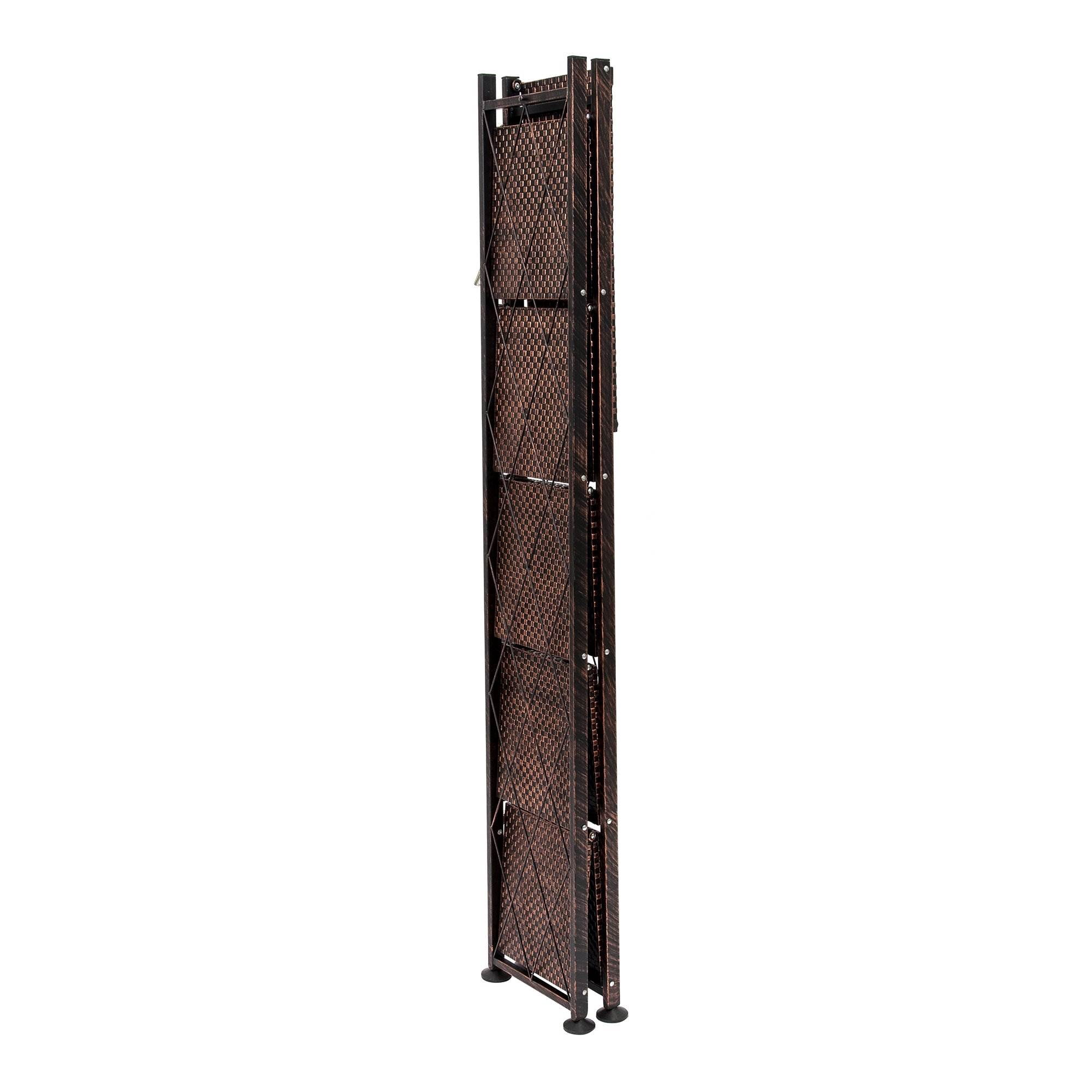 Origami 6 Tier Classic Stamped Steel Bookcase Organizer Storage Rack, Bronze