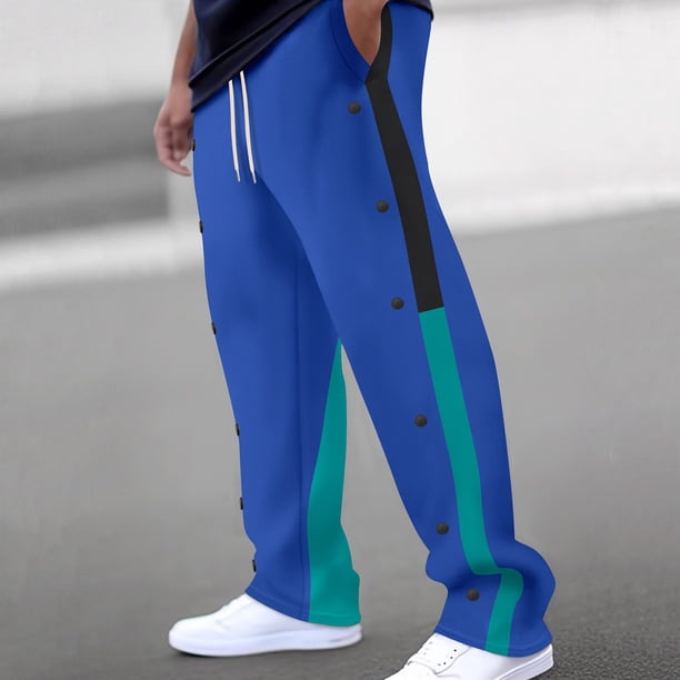 Pantalones largos para hombre, lisos, a la moda, informales, con bolsillos abotonados, cintura elástica, pantalones largos de chándal, pantalones de poliéster para hombre.