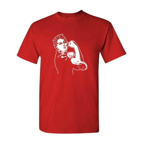UPC 085783000096 product image for ROSIE THE RIVETER - strong woman power - Mens Cotton T-Shirt (XX-Large Red) | upcitemdb.com