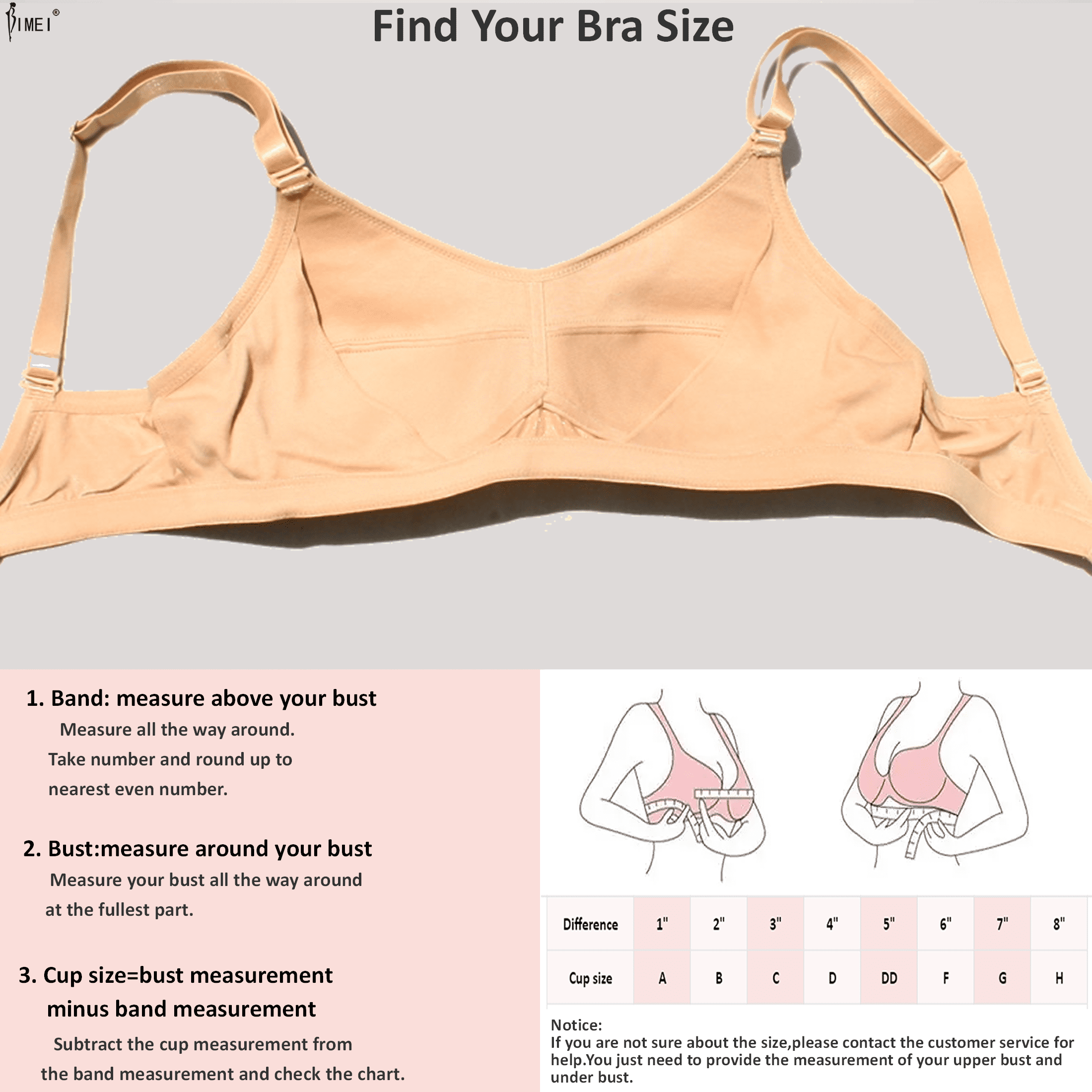 BIMEI Women's Mastectomy Bra Pockets Wireless Post-Surgery for Breast Forms Everyday Bra 8318,Beige, 40A