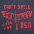 thumbnail image 2 of Mens Can't Spell Sausage Without USA T Shirt Funny 4th Of July Cookout Kitchen Tee Graphic Tees, 2 of 9