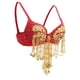 thumbnail image 5 of Sujetador para danza del vientre Macarena con lentejuelas y flecos rojo, 5 of 8