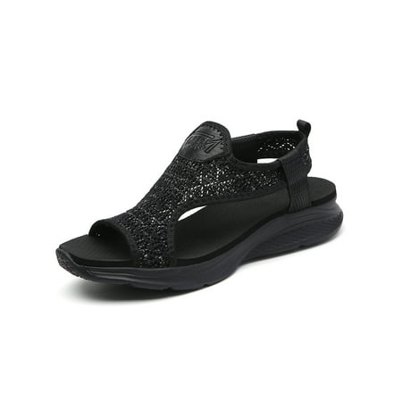 

Ritualay Women Casual Shoe Lightweight Sport Sandals Slip On Beach Sandal Mesh Non-Slip Shoes Ladies Womens Summer Black 7.5