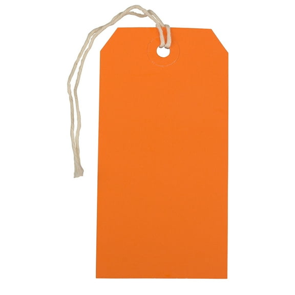 JAM Medium Orange Paper Gift Tags, with String 4.75" x 2.37" x 2" (10 Count)