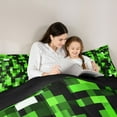 thumbnail image 5 of Manfei Pixel Grid Miners Bedding Comforter Set,Geometric Check Twin Comforter Sets,Green Patchwork Pixel Buffalo Bedding Set For Girls Boys,Breathable Home Decor Reversible,2 Pieces, 5 of 8