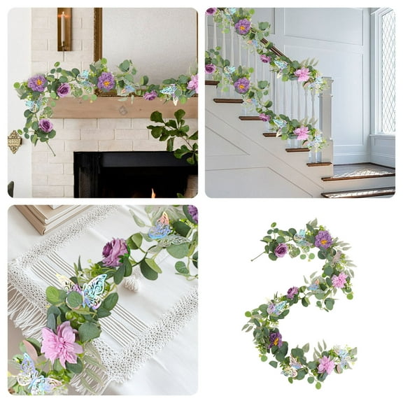 Summer Savings Clearance! InsCrazy Artificial Rose Vine Fake Flower Garland Indoor Rose Fake Flowers Rattan Home Decorative Vines Landscaping Decorative Rattan Christmas Decorations