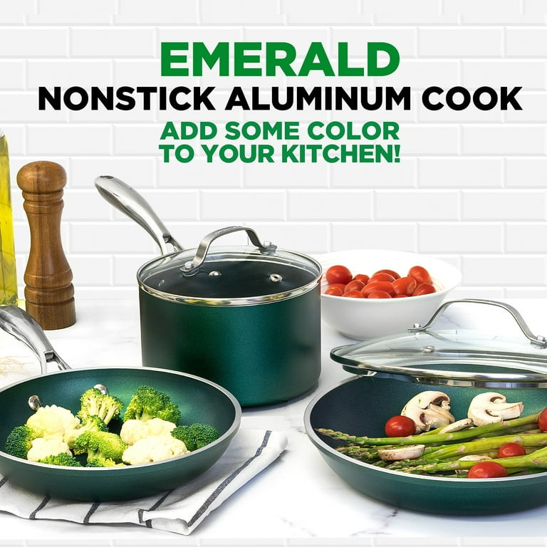 Granitestone Emerald Collection 5 Piece Cookware Set, Ultra Non-Stick,  Dishwasher Safe, Oven Safe