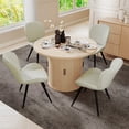 thumbnail image 2 of Hawsaiy 5-Piece Dining Table Set for 4, 47" Round Dining Table Set with 4 Upholstered Dining Chairs, Modern Farmhouse Table Set for Dining Room (Natural+Beige), 2 of 9