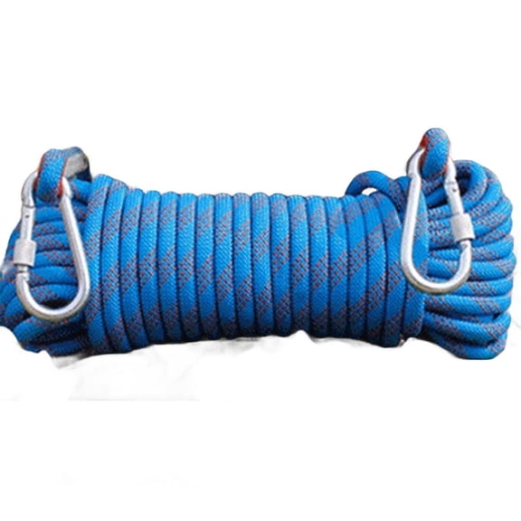 RANMEI 10M/20M Polyester Safety Rope 10Mm Rock Climbing Rope With 2Pcs Carabiners Parachute Cord Lanyard Fire Escape Safety Rope