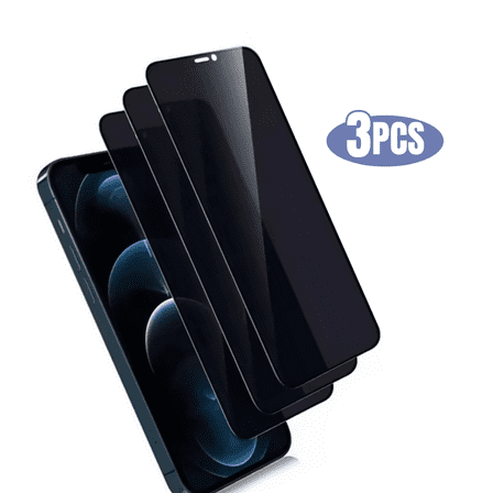 3pcs BLUUMTEK Privacy Tempered Glass Screen Protector for iPhone 12 Pro Max AntiSpy Screen Protector