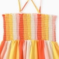 thumbnail image 3 of PatPat Girls Dresses Yellow Colorblock Stripe Smocked Slip Dress Sizes 5-12, 3 of 7
