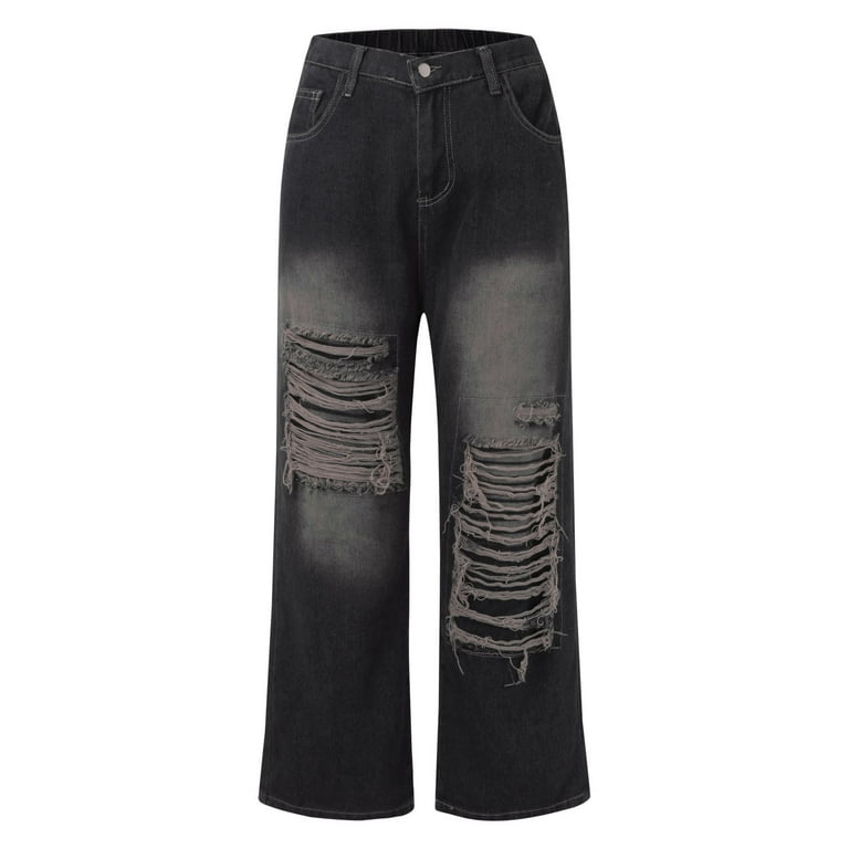 PLLFRLRT Low Rise Jeans for Woman Y2K Baggy Jeans Trendy Ripped