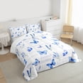 thumbnail image 3 of Manfei Cute Butterflies Queen Comforter Set,Vintage Flower Bedding Sets,White Blue Bedding Comforter Set For Girls Kids,Super Cozy Room Decor,3-Piece, 3 of 8