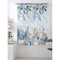thumbnail image 2 of Sheer Curtains 63 Inch Length, Blue Eucalyptus Coastal Semi Sheer Curtains Light Filtering Window Treatment, Beach Starfish Shell Nautical Ombre Privacy Voile Drapes for Living Room 52x63 Inch, 2 of 7