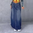 thumbnail image 2 of Women Casual Comfortable No Elastic Retro Style Old Denim Long Skirt Vacation Holiday Female Dailywear, 2 of 9